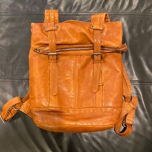 Leather travel backpack